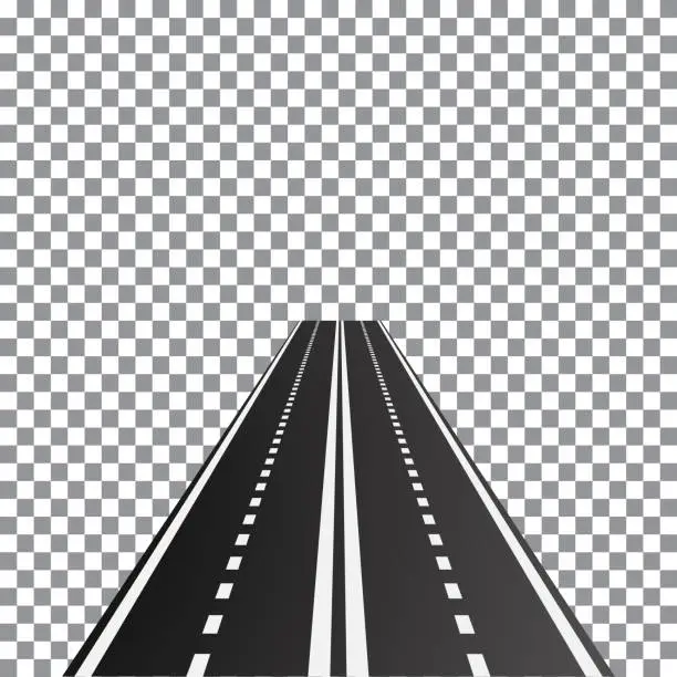Vector illustration of Vector illustration of perspective dual carriageway road,