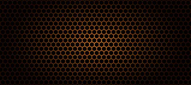 Vector illustration of dark orange hexagonal abstract background