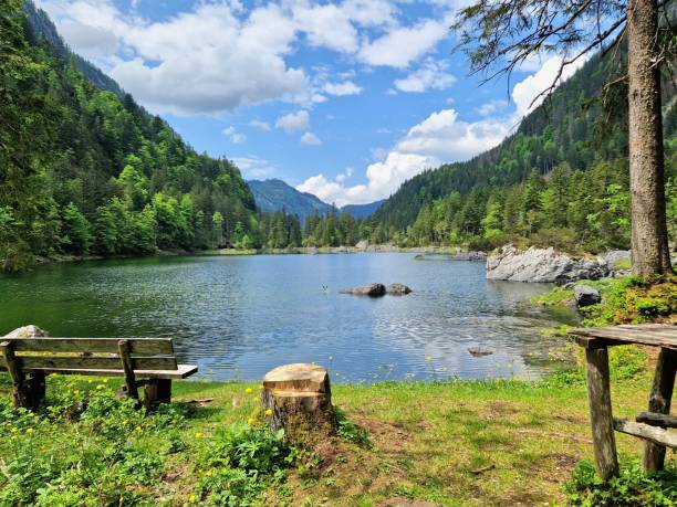 istock Gosau lakes in mountains 2102028348