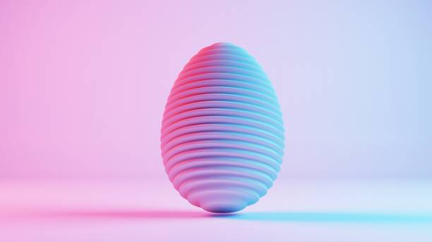 istock 3D minimalist Easter egg design with a retro wave aesthetic, blending classic holiday elements with a modern twist 2102028350