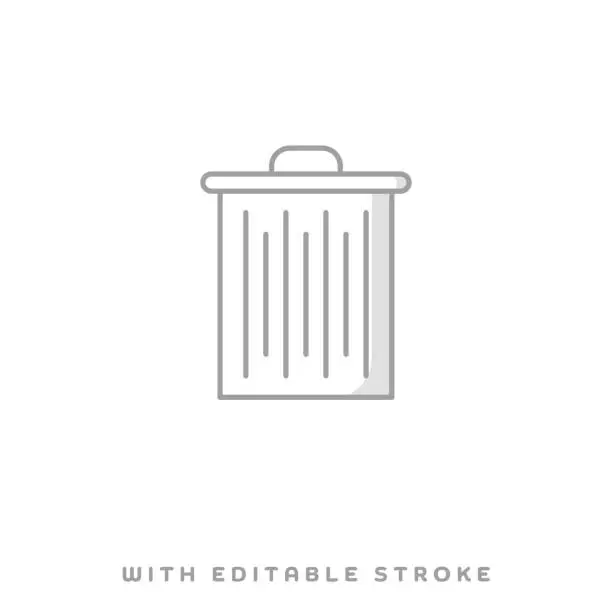 Vector illustration of Garbage Collecting Line Icon with Shadow and Editable Stroke
