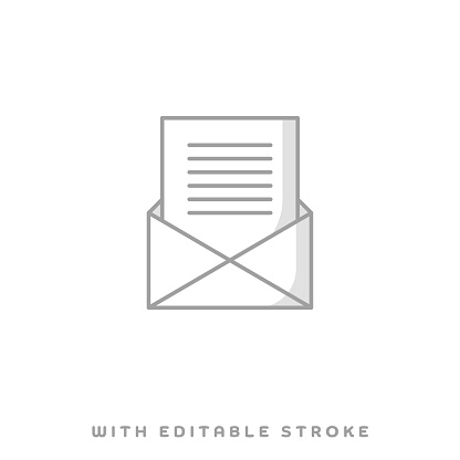Email correspondence concept graphic design can be used as icon representations. The vector illustration is line style, pixel perfect, suitable for web and print with editable linear strokes.