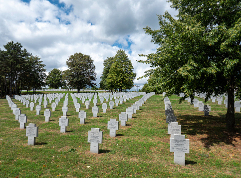 Mill Springs Battlefield National Monument & Cemetery in Kentucky, USA - This was the site of the first major victory for the Union Army during the Civil War - American Flag flown at half-mast