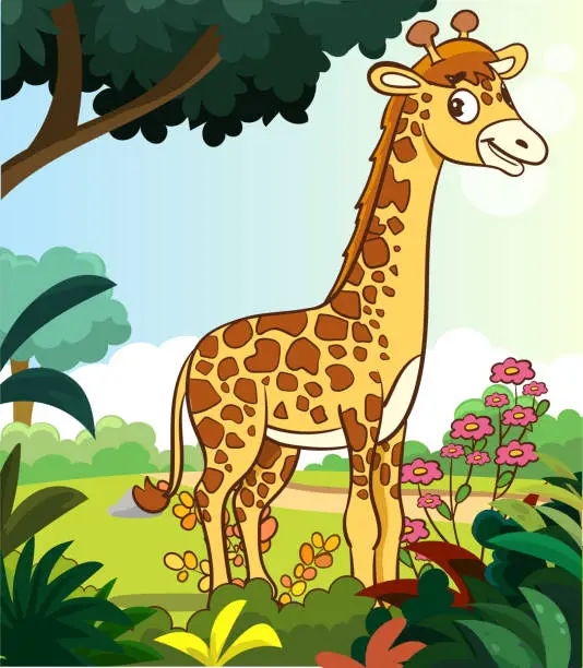 Vector illustration of Vector illustration of Giraffe Cartoon Mascot Character on White Background