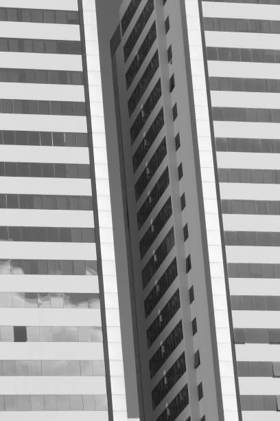 Residential building facade. Urban architecture pattern