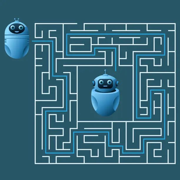 Vector illustration of Labyrinth game way vector illustration