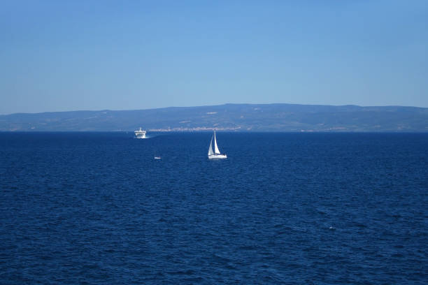 Sailing boat and beautiful Adriatic sea landscape in Croatia.