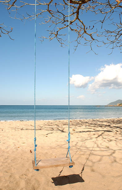 wooden swing without anyone