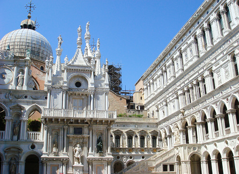 Venice, Italy  - June 30, 2010 : View of Doge's Palace on a sunny day.