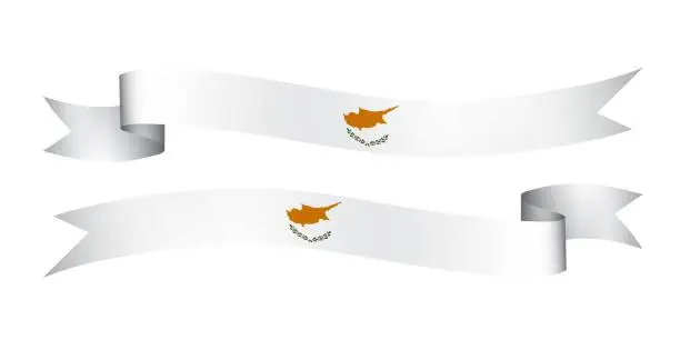 Vector illustration of set of flag ribbon with colors of Cyprus for independence day celebration decoration