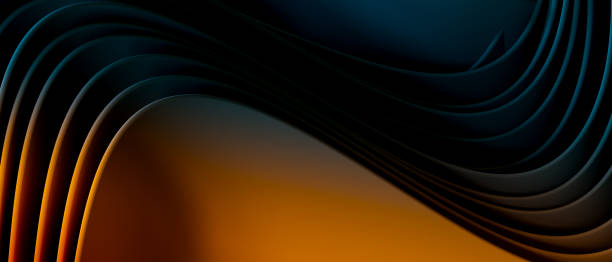 istock Dark background with wave 3D shapes with yellow and blue gradations 2102279127
