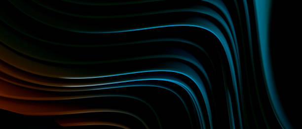 istock Dark background with wave 3D shapes with yellow and blue gradations 2102279142