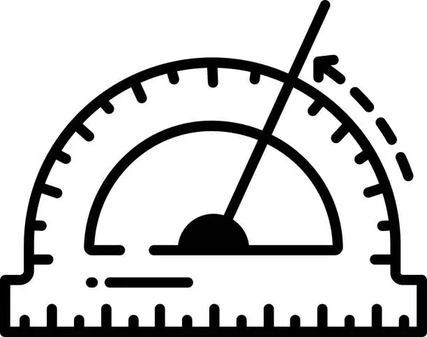 Vector illustration of Protractor glyph and line vector illustration