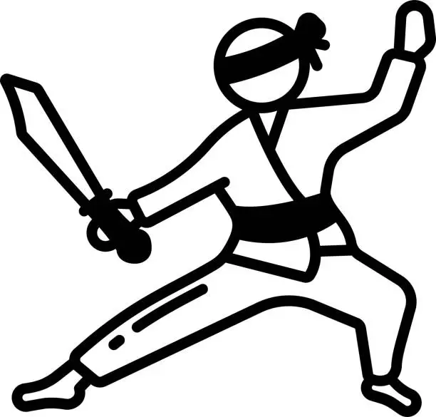 Vector illustration of Sparring glyph and line vector illustration