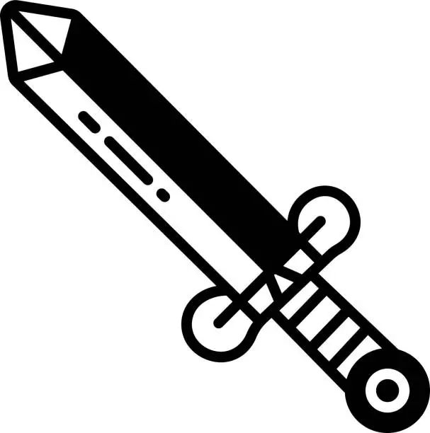 Vector illustration of Sword glyph and line vector illustration