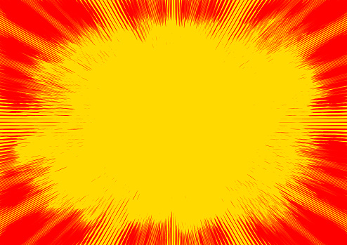 Yellow and red exploding rays of summer light fun comic book pop art action zoom blast explosion vector illustration background