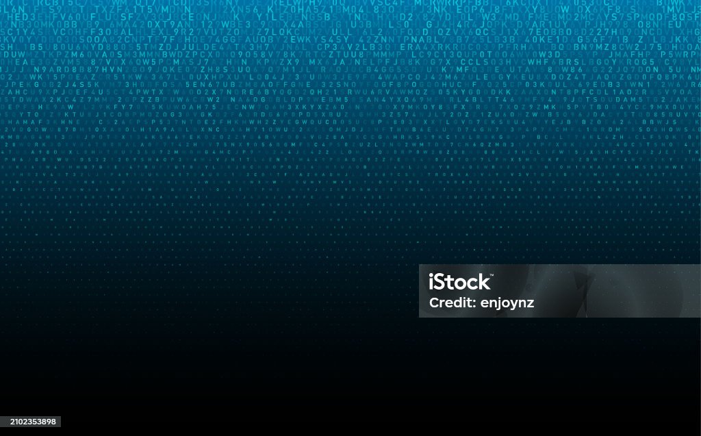 Data Text Half Tone Blue Code Letters Gradient On Black Background ...