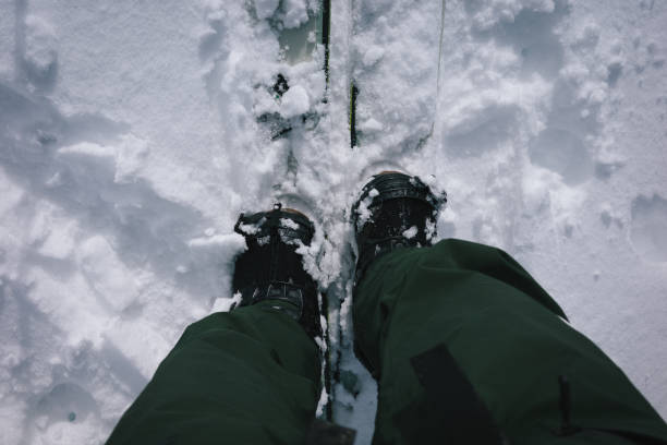 istock Backcountry snowboarder descends mountain 2102354509