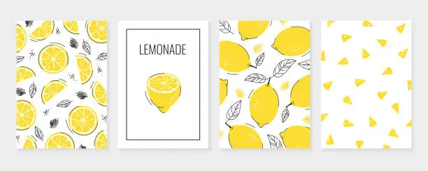 Vector illustration of Set of cards with lemons