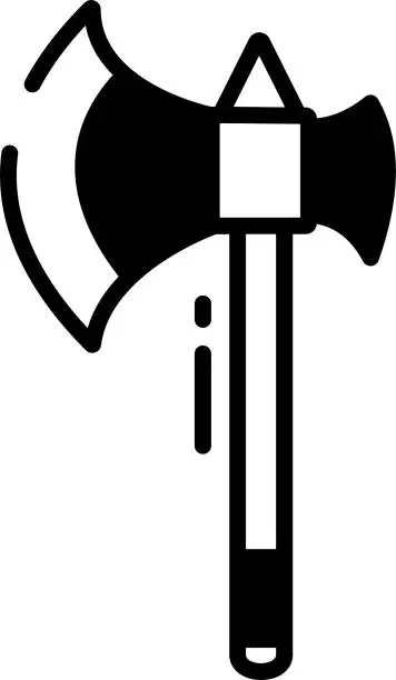 Vector illustration of War Axe glyph and line vector illustration