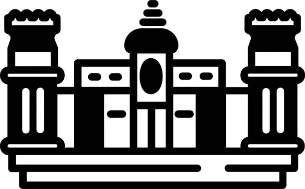 Vector illustration of Indian palace glyph and line vector illustration