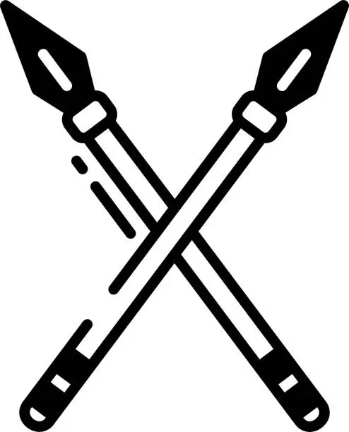 Vector illustration of War Spears glyph and line vector illustration