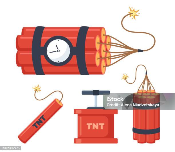 Mini Dynamite Explosives Dynamite Sticks Set Red Sticks With Burning Fuses And Explosion Timer ...