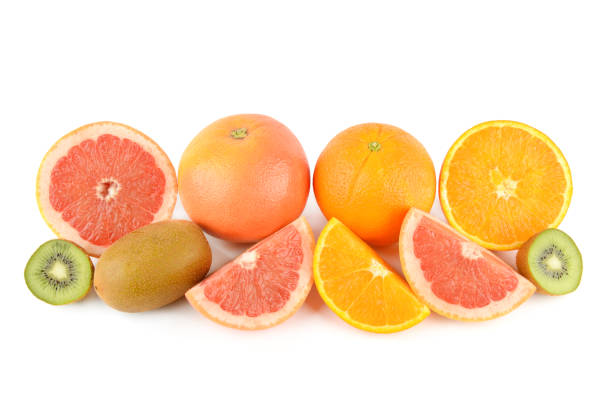 istock Set of citrus fruits isolated on white . 2102400563