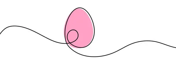Vector illustration of Pink Egg on Sinuous Line. Vector illustration