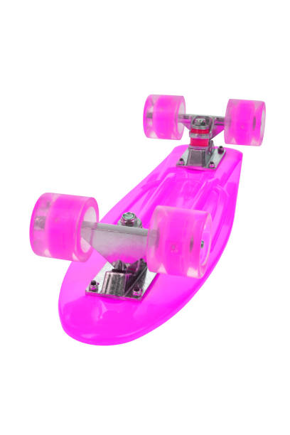 Pink skateboard deck on white background stock photo