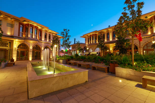 Konya city by night in Turkey