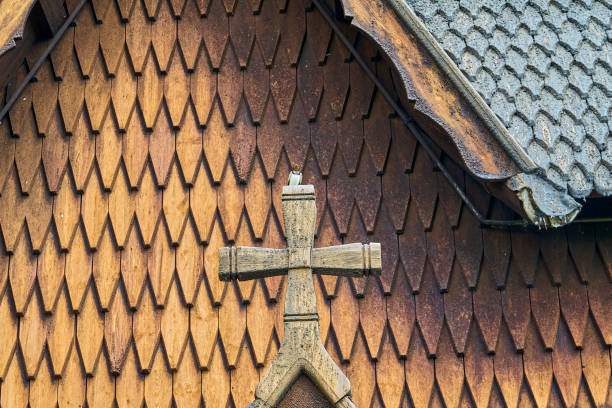 Heddal Stave Church is a parish church built out of wood. Heddal, Norway - 06 16 2022: Heddal Stave Church is a parish church built out of wood, located in Telemark in Norway. heddal stock pictures, royalty-free photos & images