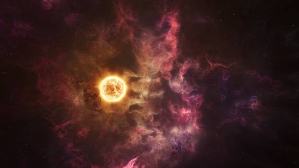 istock Solar System Protostar Sun with Erupting Purple Nebula Gases in Deep Space 2102498604