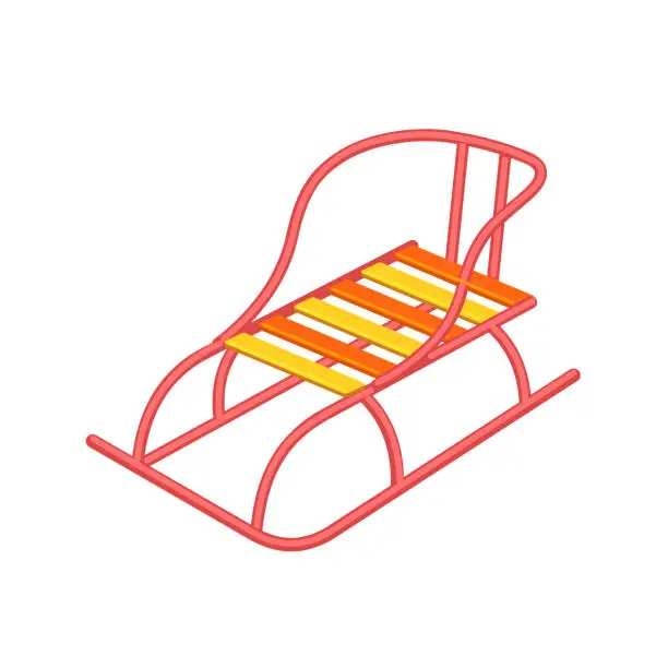 Vector illustration of Metal sleds with a back, sleds. Icon. Vector illustration isolated on white background