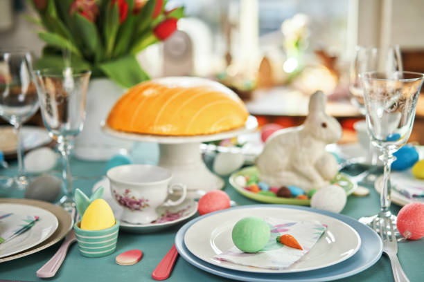 Yellow and green easter rabbits shapes