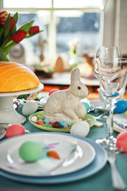 istock Easter Lunch with Roast Pork, Vegetables, Easter Cookies and Easter Cake 2102576424