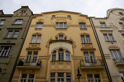 Bohemian architecture of beutiful colored buildings in Prague City.jpg