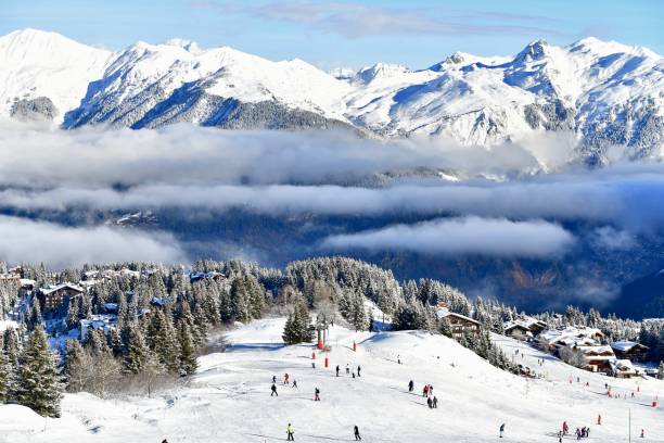 Courchevel ski resort by winter