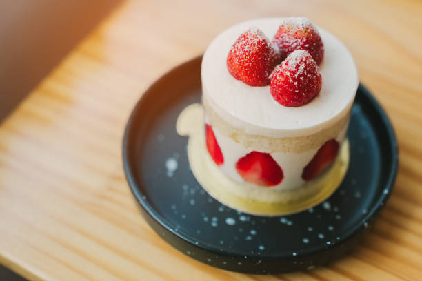 istock Strawberry cake, strawberry shortcake in the cafe. 2102595906