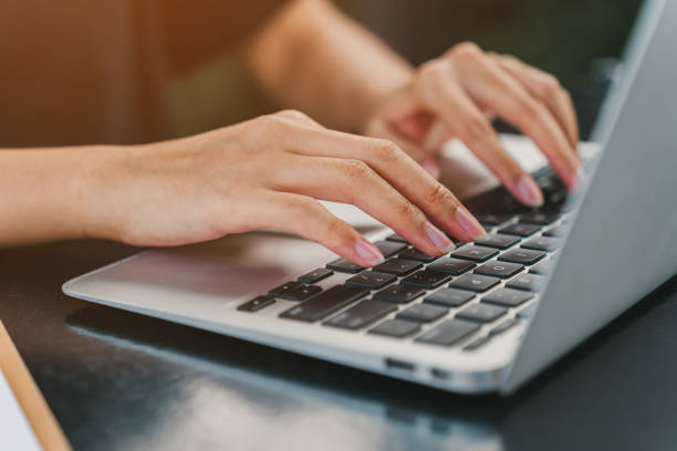 istock Female hands working in cafe, business and work concept. 2102596500