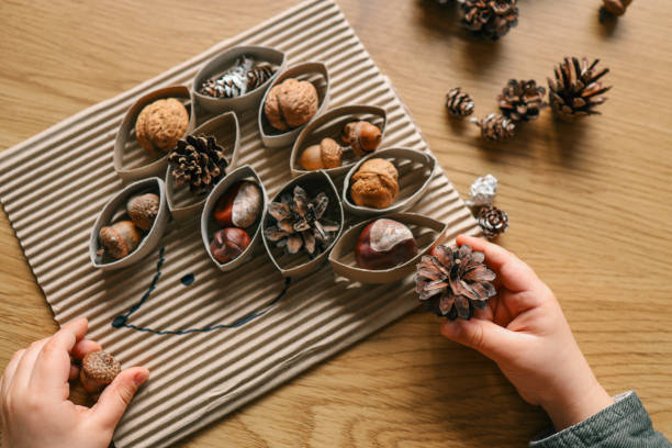 istock Montessori and Sensory Development, A child plays with natural materials 2102604077