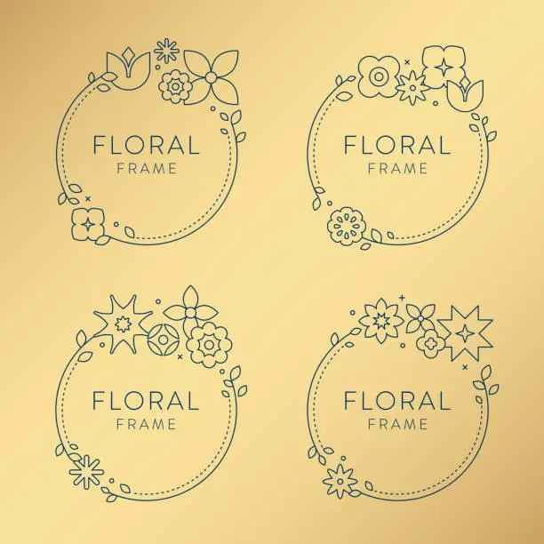 Vector illustration of Abstract Geometric Floral Frames Template Background