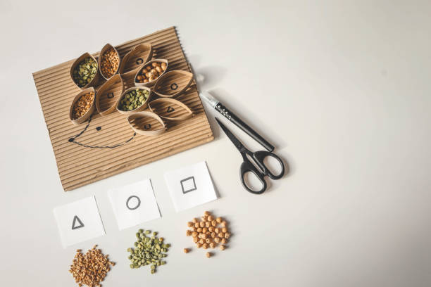 Montessori and Sensory Development, A child plays with natural materials and sorts cereals.