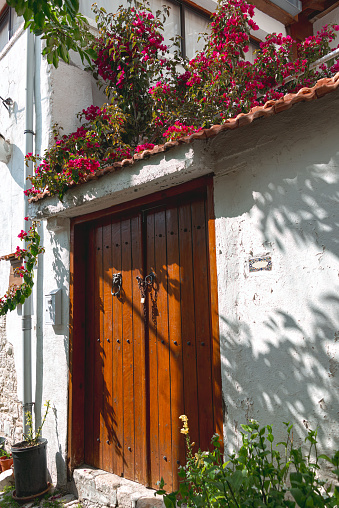 Facade of traditional house in Laneia (Lania) village. Limassol District, Cyprus
