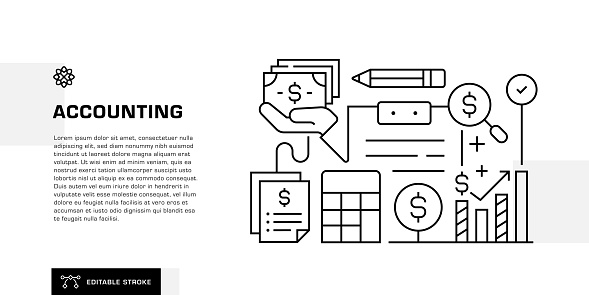 Accounting Web Banner Template with Editable Icons