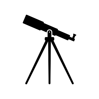 Telescope icon. Black silhouette. Front side view. Vector simple flat graphic illustration. Isolated object on a white background. Isolate.