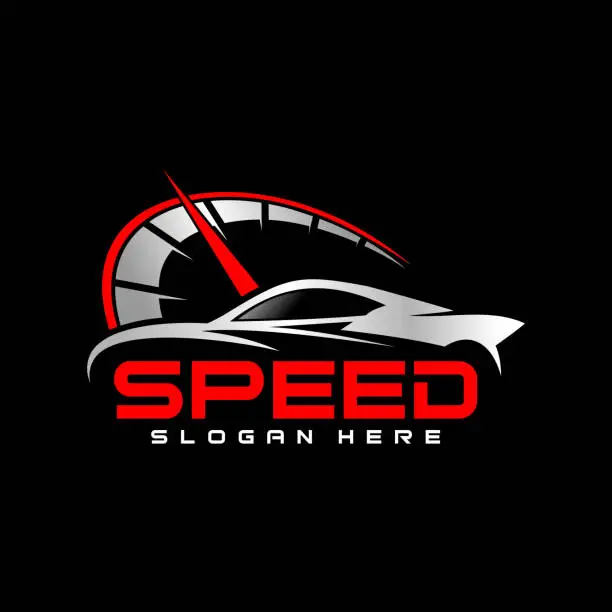 Vector illustration of Speed car of flaming speedometer for racing event
