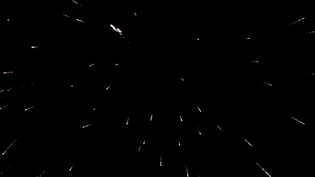 Real Fireworks footage video on Deep Black Background Sky