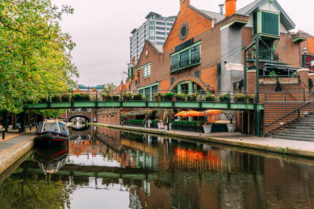 istock Sightseeing Boat and Decor along Birmingham Canal Main Line 2102825799