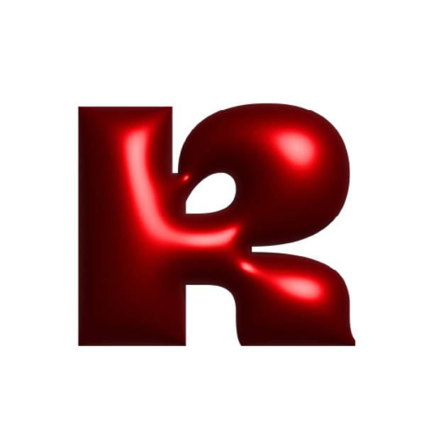 istock Red metal shiny reflective letter R 3D illustration 2102887068